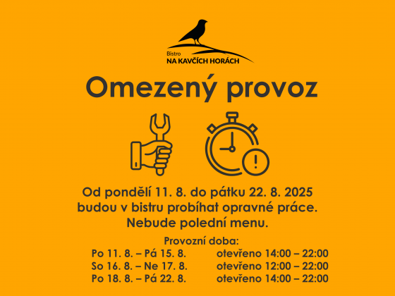 Omezený provoz z důvodu rekonstrukcí